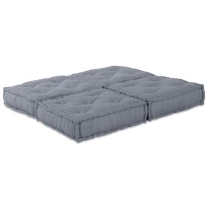 Canapea Modulară cu 2 Locuri Pouffe Convertibilă din Stofă Gri