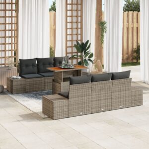 Set Sofa Grădină Set 7 Piese Gri Răchită