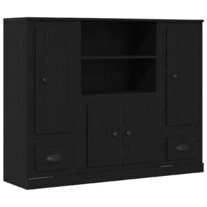 Highboard Negru Stejar 132x35,5x103,5 cm Lemn Prelucrat
