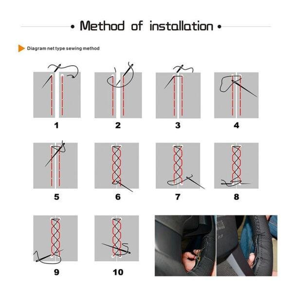 Hand Sewing Anti slip Breathable Nappa Leather Stitch Auto braid on the Steering Wheel Cover for Q90 uhgi oq