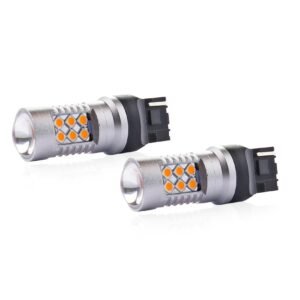 Set becuri auto cu LED CANBUS compatibil W21W T20 24 SMD 6.2W Orange 12/24V, destinat competitiilor auto sau off-road