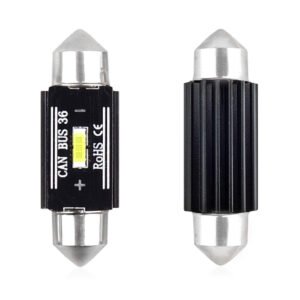Set becuri auto cu LED CANBUS sofit compatibil C5W 1 SMD 36mm Alb 12/24V, destinat competitiilor auto sau off-road