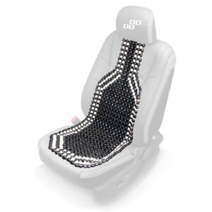 Husa auto cu bile de masaj din lemn (negru cu alb)