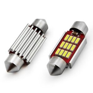 Set becuri auto cu LED CANBUS sofit compatibil C5W 12 SMD 4014 39mm Alb 12/24V, destinat competitiilor auto sau off-road