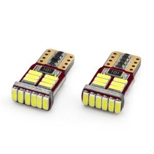 Set becuri auto cu LED CANBUS compatibil T10e W5W 18 SMD Alb 12V, destinat competitiilor auto sau off-road
