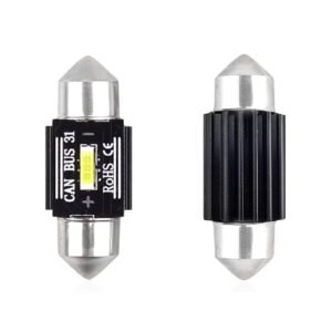 Set becuri auto cu LED CANBUS sofit compatibil C5W 1 SMD 31mm Alb 12/24V, destinat competitiilor auto sau off-road