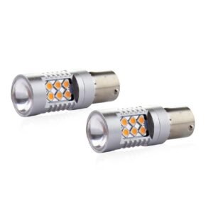 Set becuri auto cu LED CANBUS compatibil P21W BA15S 24 SMD 6.2W Orange 12/24V, destinat competitiilor auto sau off-road