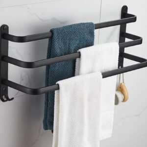 Suport de prosoape pentru baie tip "Mansarda" din aluminiu, lungime 50 cm, culoare Negru Mat