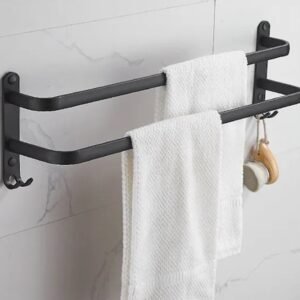Suport de prosoape pentru baie tip "Mansarda" din aluminiu, lungime 60 cm, culoare Negru Mat