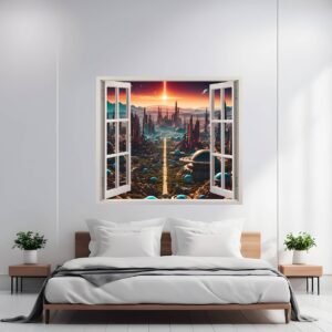 Folie imprimata color pentru decor perete locuinta, dimensiune 125 x 110cm, model: VIEW TO HAVEN 02