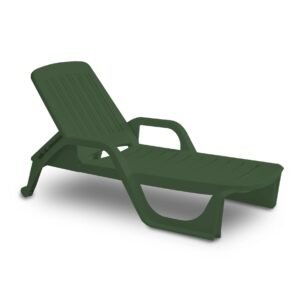 Sezlong de Plaja sau Gradina, reglabil, dimensiune 190 x 46 x 71 cm, material plastic, culoare Verde