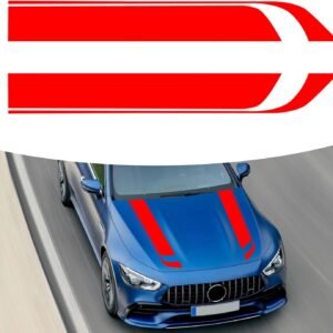 Set 2 stickere autoadezive Tuning, model "Hood Stripes V1", dimensiune 85 x 12 cm, culoare Rosie