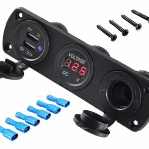 Priza suplimentara impermeabila pentru vehicule Off Road, ATV, SSV, tensiune 12V, 2 x USB si Voltmetru