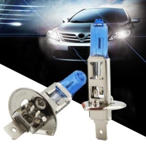 Set 2 becuri halogen H1 "HOD HI-POWER", putere 55W, lumina alba 5000K, 12V, imitatie xenon, cu mufe ceramice
