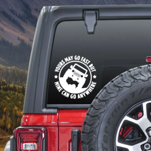 Sticker autoadeziv pentru vehicule Off Road, model "You Can Go Fast", dimensiune 30 x 30 cm, culoare Alba