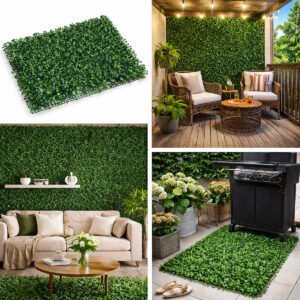 Panou Decorativ Gard viu artificial cu frunze mici, culoare verde, dimensiune 40 x 60cm